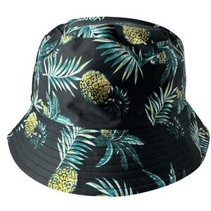 Tropical Pineapple Bucket Hat Festival Boho Black Green Unisex
